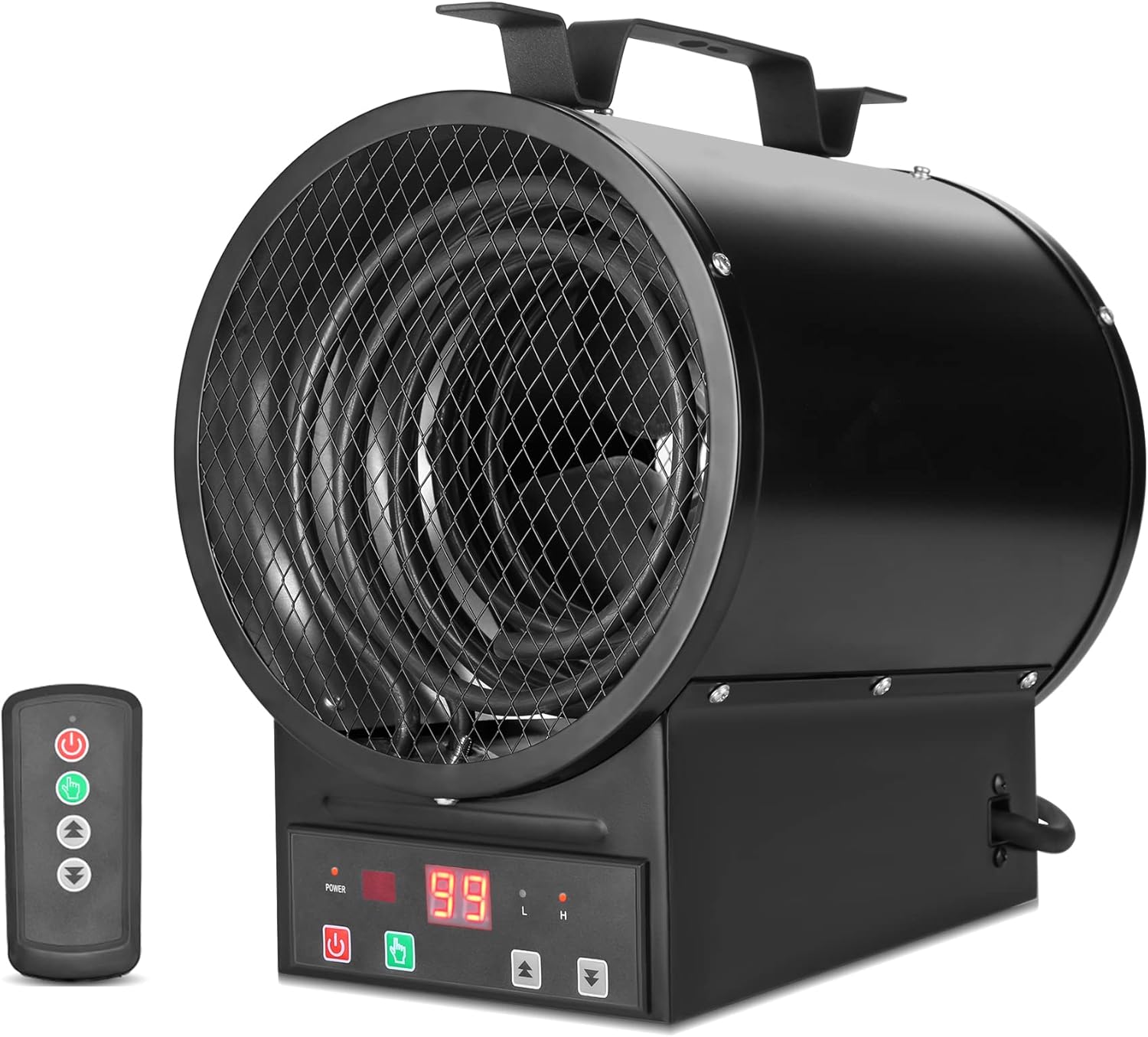 Electric Garage Heater with Full-Function Remote, TONINGIO 240-Volt Digital Fan-Forced Wall/Ceiling Mount Heater w/Bracket and Thermostat, 9-Hour Timer