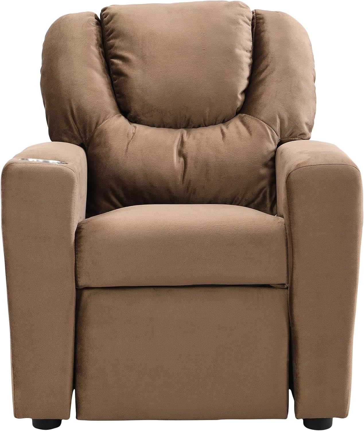 Kids Recliner Chair, Kids Upholstered Couch with One Cup Holder, Footrest, Backrest, Toddlers Velvet Recliner with Headrest and Footrest W214101804