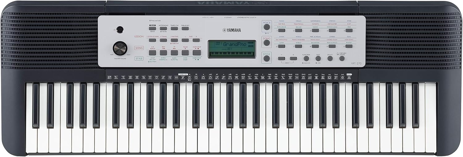 Yamaha YPT270 61-Key Portable Keyboard With Power Adapter (Amazon-Exclusive)