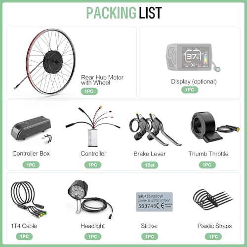BAFANG 48V 500W/750W Rear Hub Motor Kit 20"/26"/27.5"/700C Rear Wheel Electric Bike Conversion kit Ebike Conversion Kit with Optional Battery&Display
