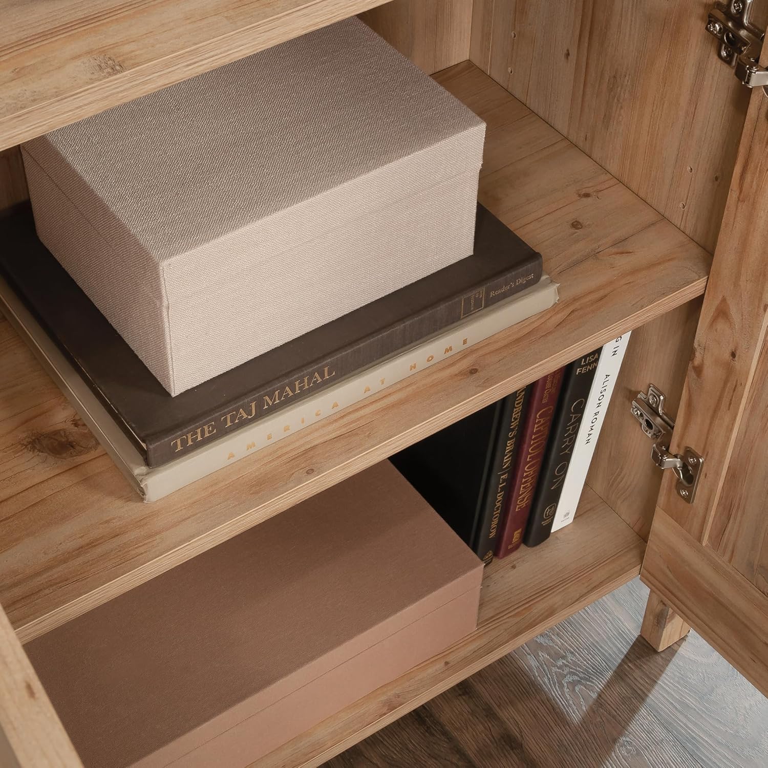 Sauder Select Bookcase with Doors, Khaki Pine Finish