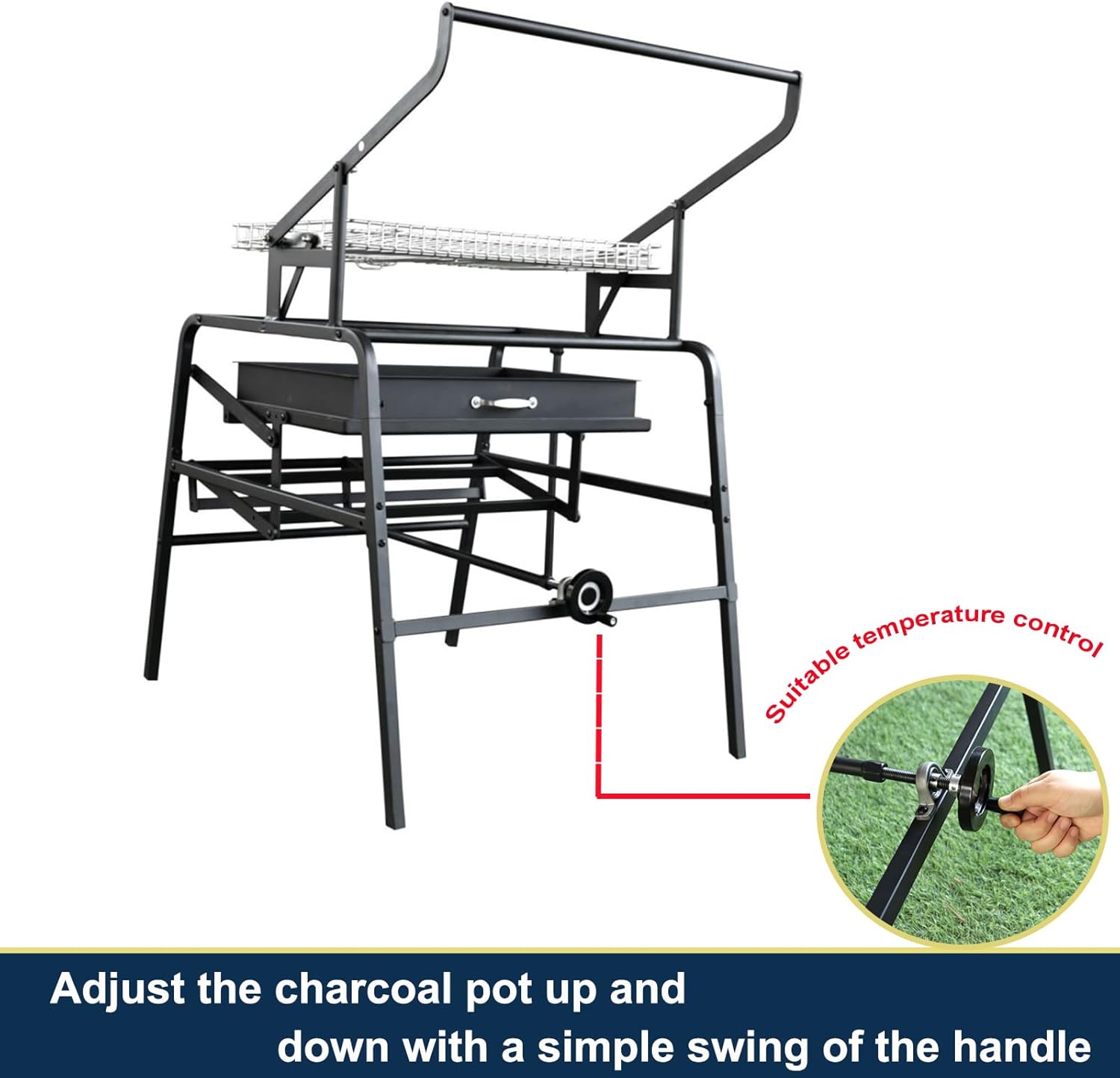 360° Rotating Charcoal Grills, BBQ Grill Portable Smoker Grill, Stainless Steel Rotisserie Grill for Camping Picnics Garden Beach Party, Charcoal Grill for Picnic and Camping