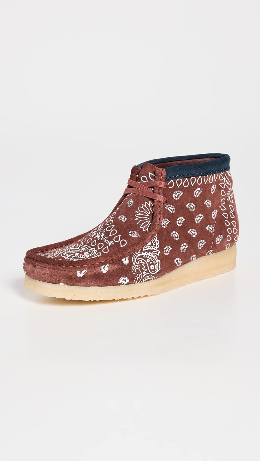 Clarks Men's Wallabee Boots, Brick Paisley, Brown, Print, 11 Medium US