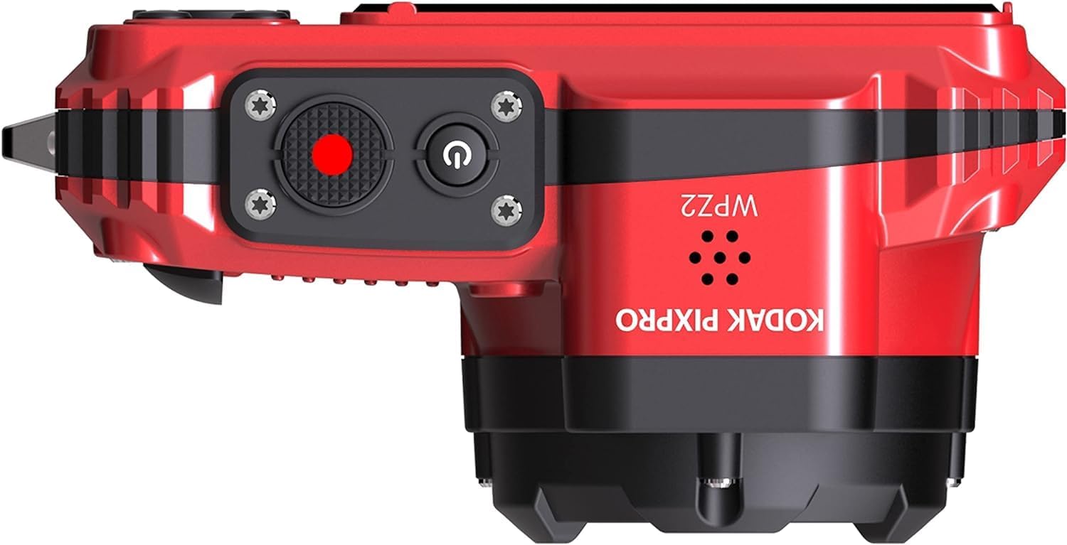 KODAK PIXPRO WPZ2 Rugged Waterproof Digital Camera, Red Bundles with Case, Monopod, Card Reader and More (9 Items)
