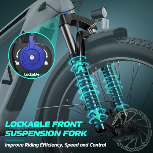 Vivi ACE01 Electric Bike for Adults, 26" x 4.0 Fat Tire Ebike, 1475W Peak Motor Torque Sensor Electric Mountain Bike, 25MPH Electric Bicycle with 48V 15AH Battery, 7 Speed, Hydraulic Brake, UL 2849