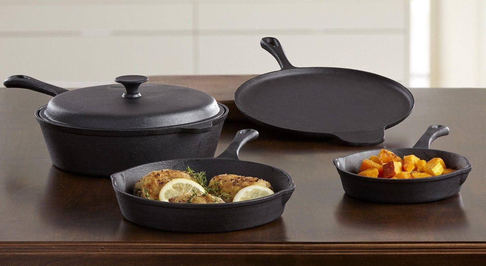 Chefs Mark 5-Pc. Pre-Seasoned Cast Iron Cookware Set