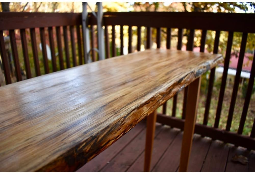 Maple Office Desk, Hallway Table, Rustic, Woodworking, Bedroom Desk, Spalted, Live Edge Table, Wood Work Desk, PC Laptop Workstation, 13"W x 28"H x 44"D, Computer Table for Bedroom, Living Room