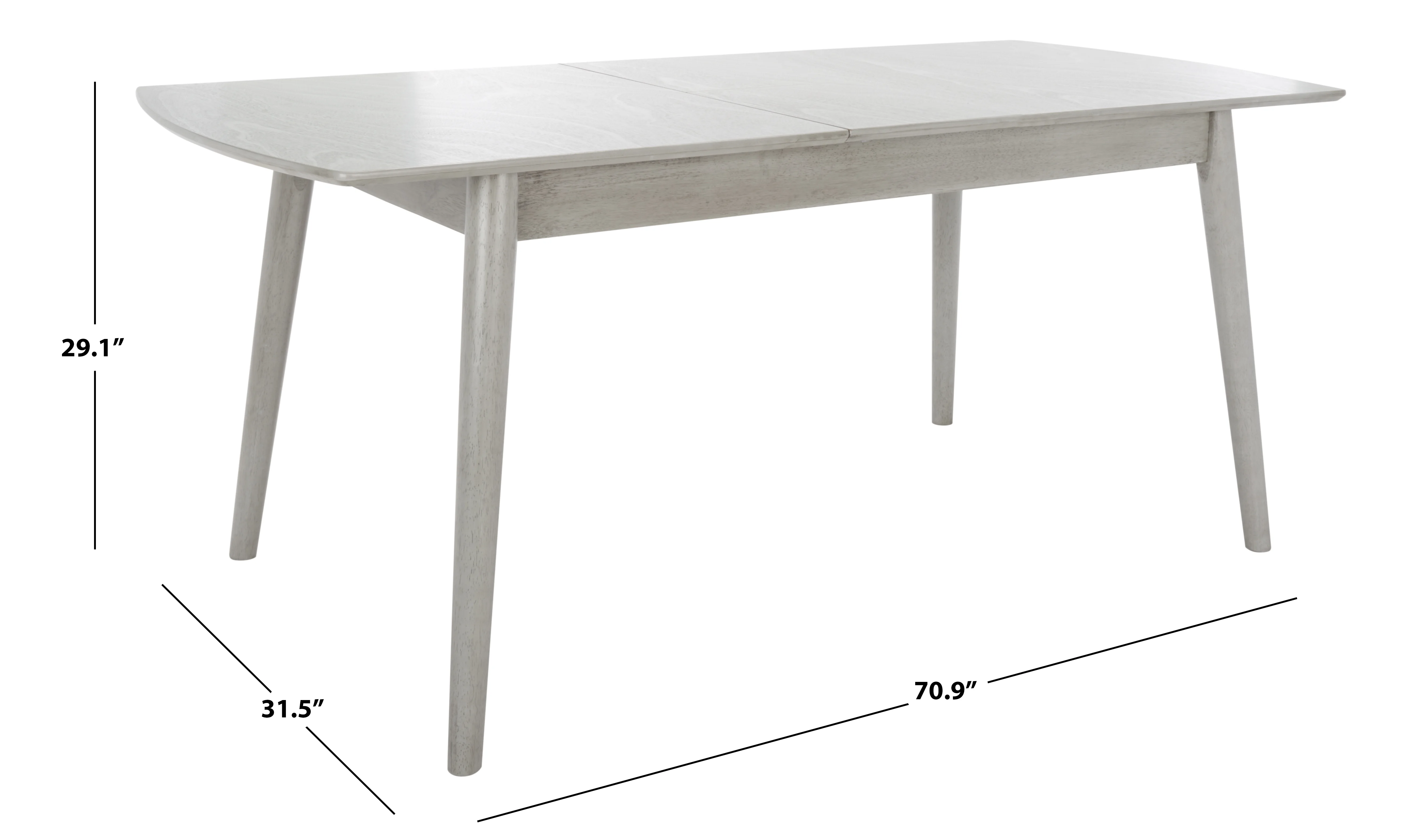 SAFAVIEH Kay Transitional Extension Dining Table, Grey (70.9 in. W x 31.5 in. D x 29.1 in. H)
