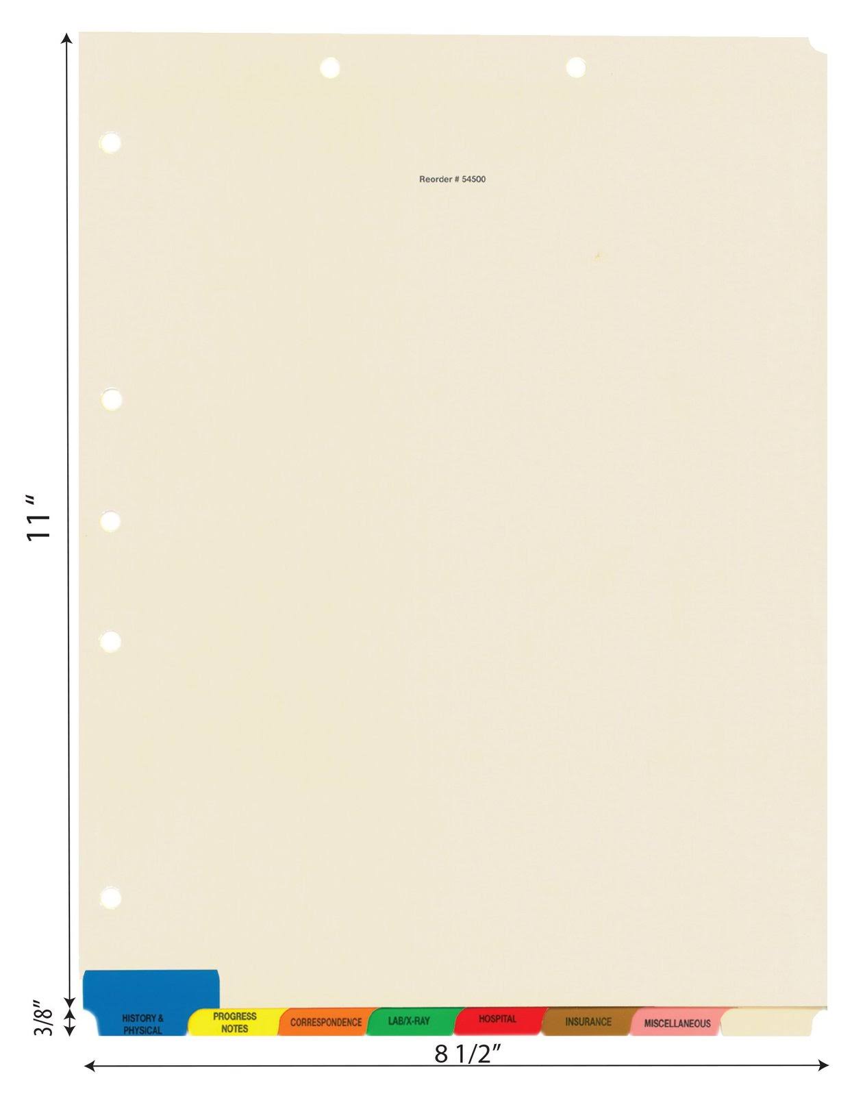 Tabbies Medical Chart Divider Sets, Bottom Tab, 8 1/2 x 11 3/8, 40