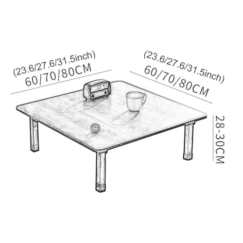 Japanese Style Square Folding Table, Low Round Table, Coffee Table, Dining Table, Small Desk for Tatami Bedroom Bay Window Tea Room, Household Kang Table (Color : Brown, Size : 70x70cm)
