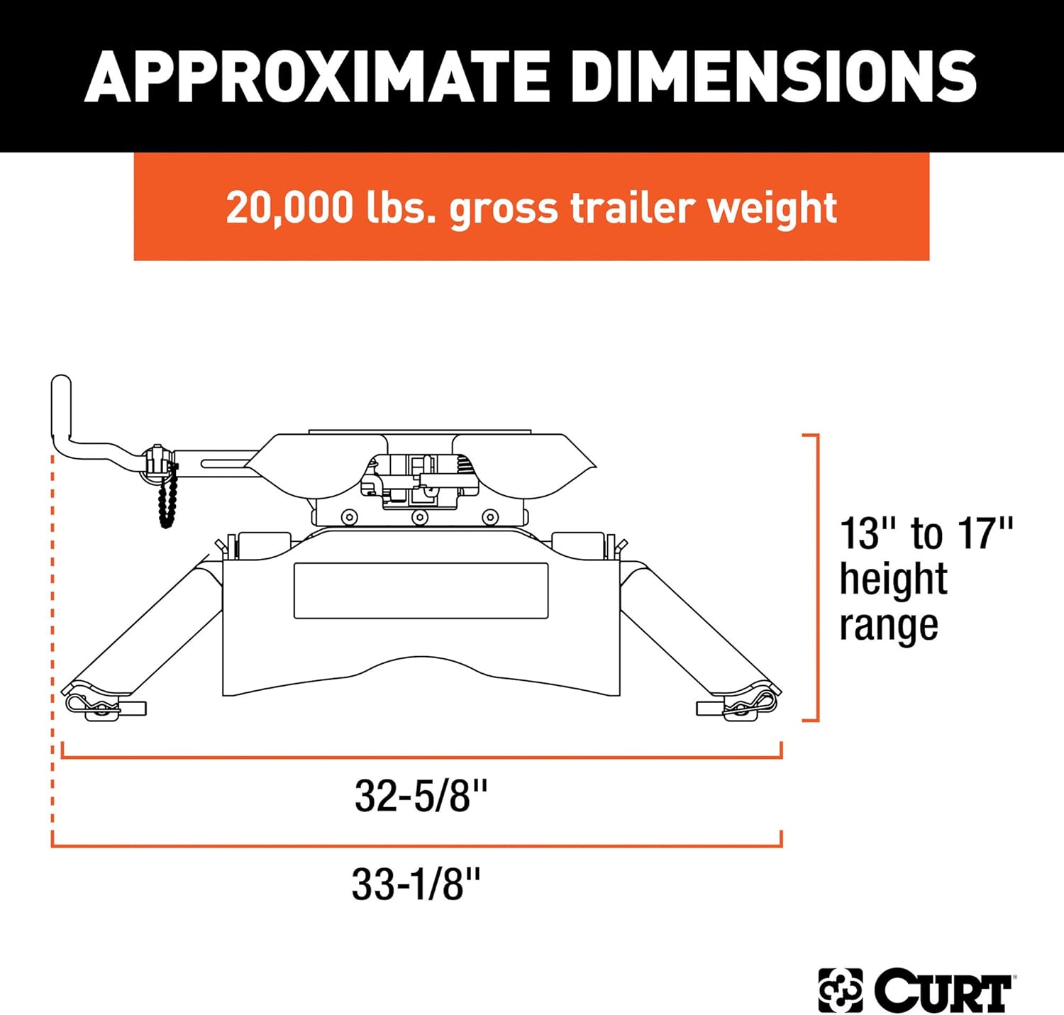CURT 16130 Q20 5th Wheel Hitch, 20,000 lbs