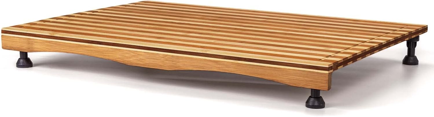 Bamboo Stovetop Cover&Countertop Cutting Board with Adjustable Legs, Dual-purpose Chopping Board for Electric Stove Burner, Workspace Block Cover for RV Camping Camper Gas Cook Top Cover