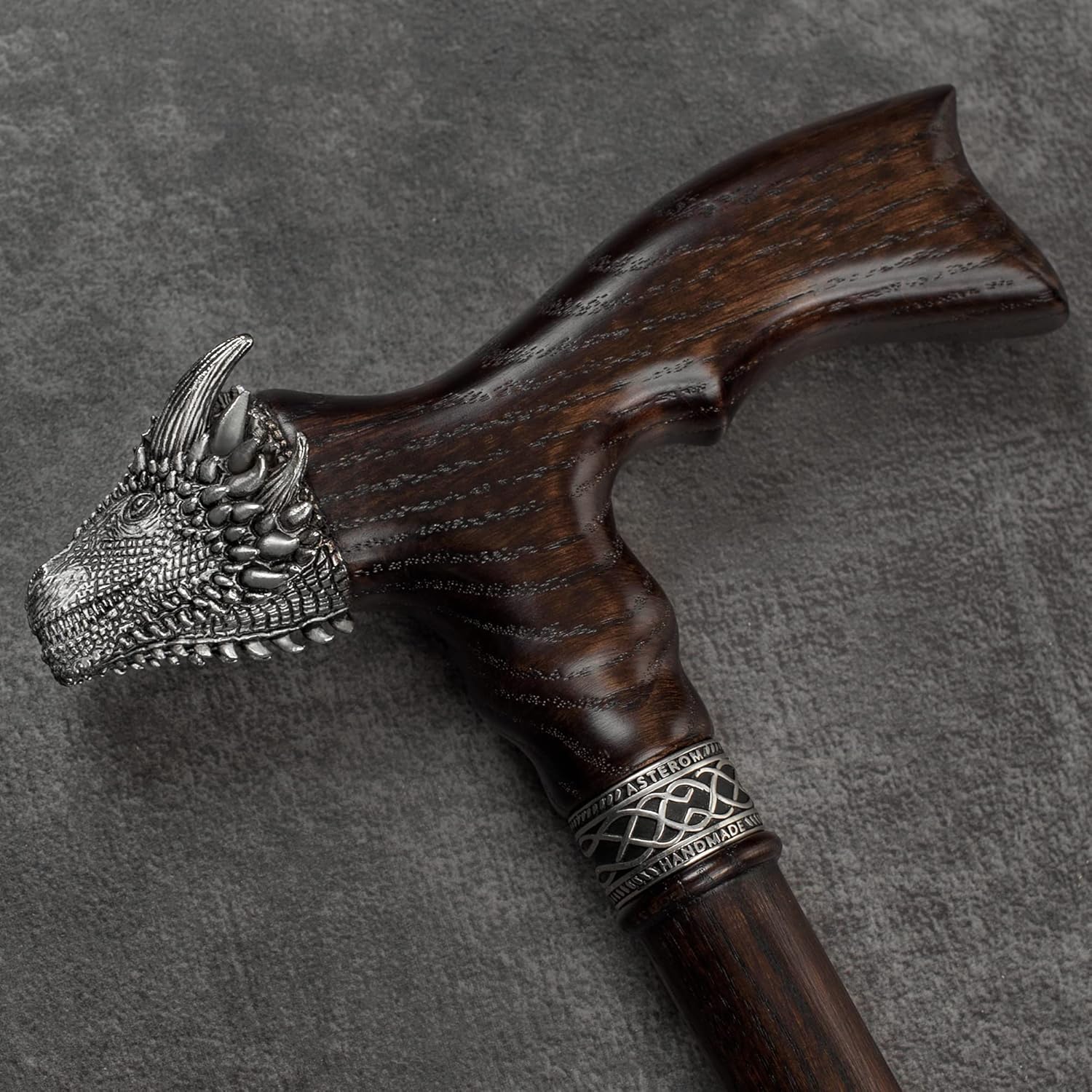 Asterom Handmade Wooden Walking Cane for Men and Women - Dragon - Fashionable Walking Stick Unique Wood Cane