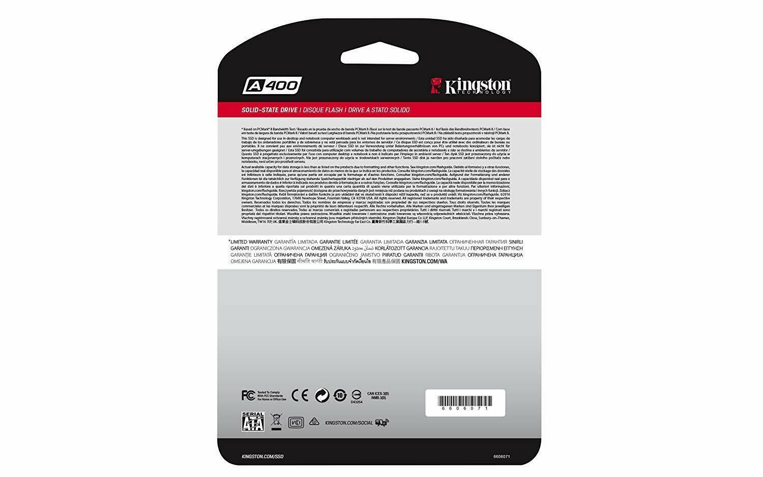 Kingston A400 SSD 240GB SATA 3 2.5 Solid State Drive SA400S37/240G