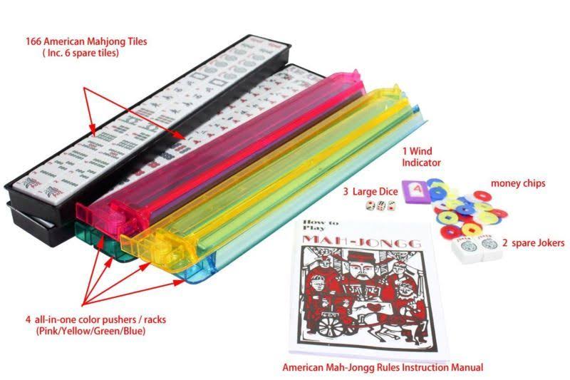 166 Tiles American Mahjong Set Blue Phoenix Soft Bag 4 Color Pushers/Racks Easy