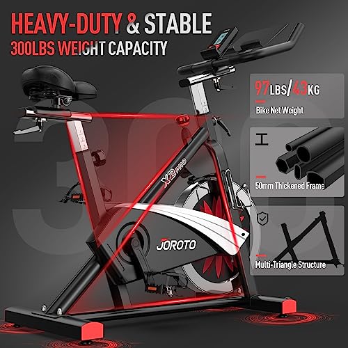 JOROTO X2|X2PRO Exercise Bike, X4S Bluetooth Stationary Indoor Cycling Bike with Readable 100 Levels Magnetic Resistance, Plus 12.6 inch Tablet Bracket Exercise Bikes for Home