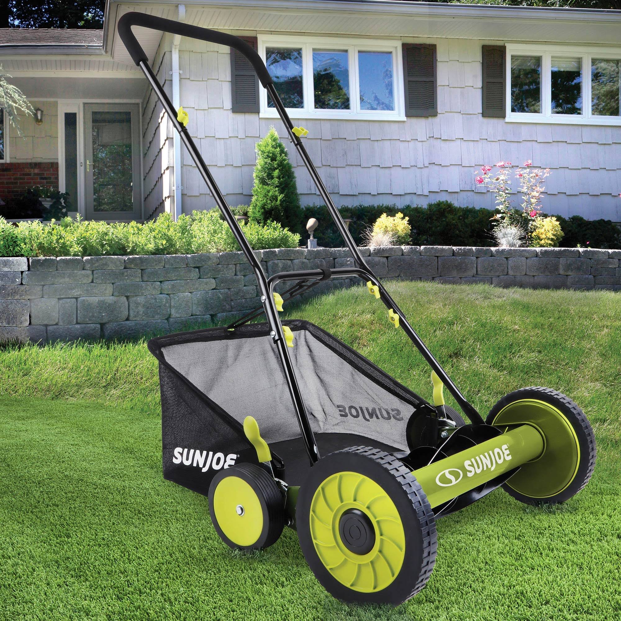 Sun Joe Manual Reel Mower with Grass Catcher, Black