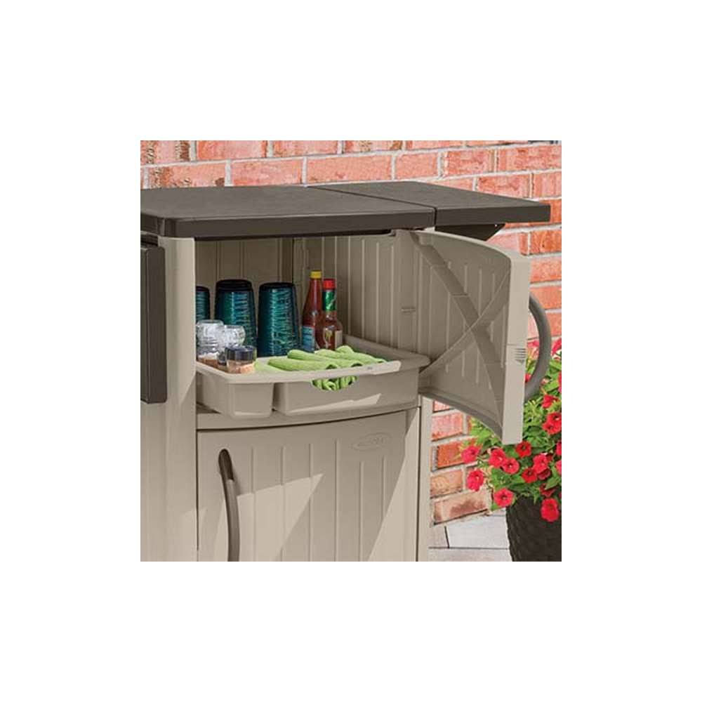 Suncast DCP2000 Outdoor Prep Station Cart, Taupe
