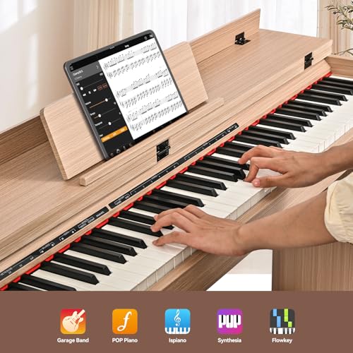 ZHRUNS Digital Piano 88 Key Weighted Keyboard,Full Size Semi Weighted Electronic Keyboard Piano,Electric Piano Keyboard with Sustain Pedal, Portable Piano Keyboard for Beginners Adults,White