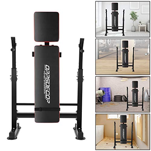 OPPSDECOR 6 in 1 660lbs Weight Bench Set with Squat Rack, Bench Press Set with Barbell Rack, Adjustable Incline Strength Training Workout Bench with Leg Developer Preacher Curl for Home Gym PXZXYX1