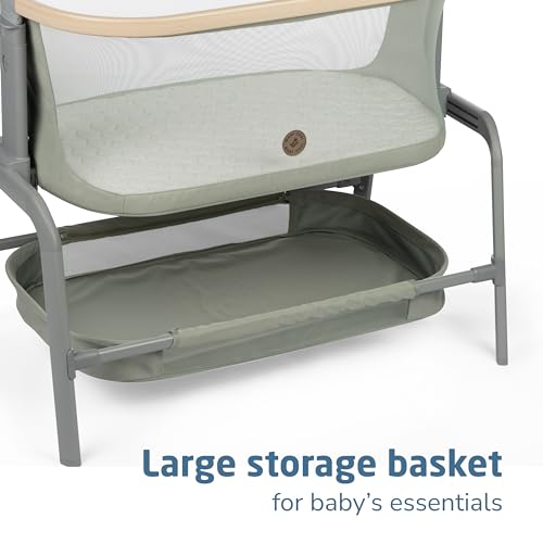 Maxi-Cosi Iora Bassinet Classic Oat: Portable Baby Bassinet, Infant Bedside Sleeper Crib, Height Adjustable, Breathable Mesh, Large Storage Basket