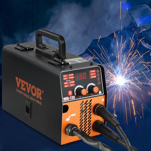 VEVOR MIG Welder, 130A Welding Machine, 3 in 1 Combo MMA/MIG/LIFT TIG Welder Machine, Flux Core Welder, MIG-130 Portable Welding Machine for Carbon Steel, Stainless Steel
