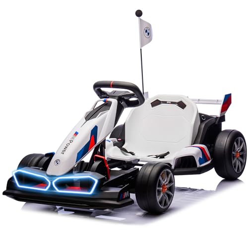 FORESEE 36V Licensed BMW Kids Electric Go Kart, Battery Powered Drift Kart w/Adjustable Seat, Ride On Toy for Big Kids Ages 6+, 8.6MPH Racing Go Cart w/600W Motor, LED Lights & Safety Belt, Black