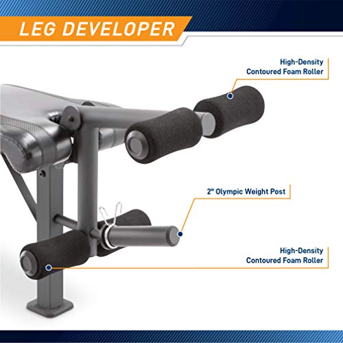 Marcy Olympic Weight Bench with Preacher Curl Pad and Leg Developer for Full-Body Workout