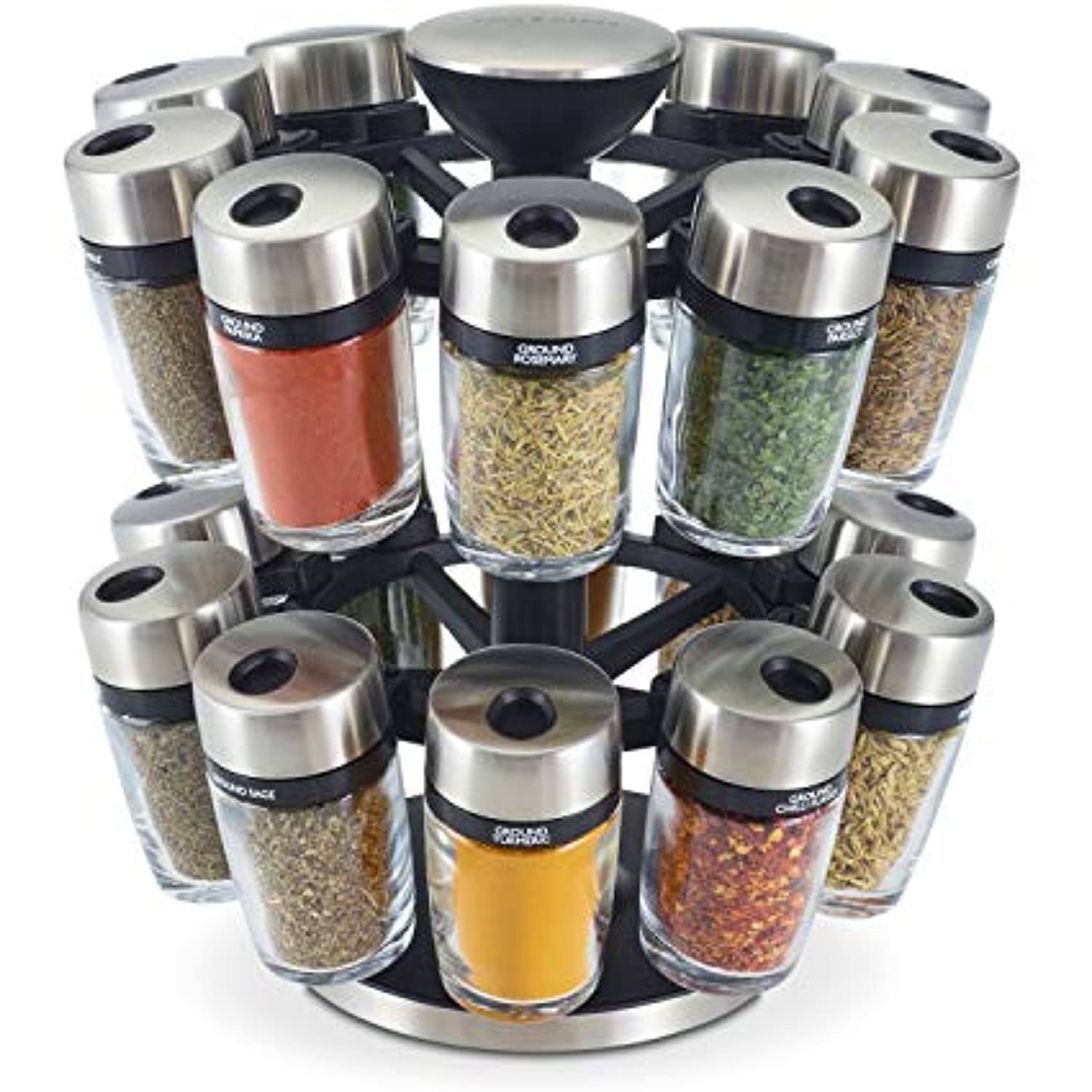 Cole u0026 Mason Herb and Spice Carousel, Silver, 20 Jar