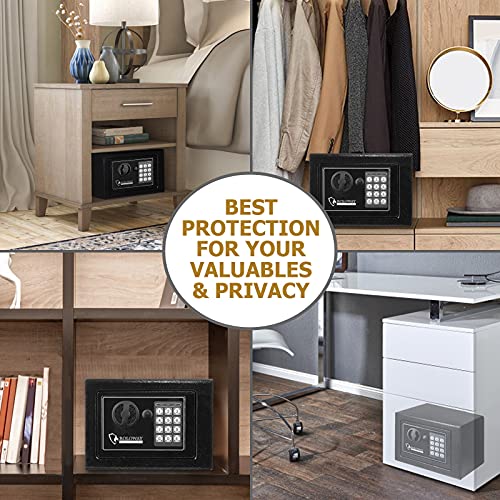 ROLOWAY Steel Safe Box (2.2 Cubic Feet), Money Safe for Home Safe, Lock Box with Fireproof Bag for Cash Safe, Security Safety Box for Document Safe, Fireproof Safe with Key Digital Keypad Lock Black