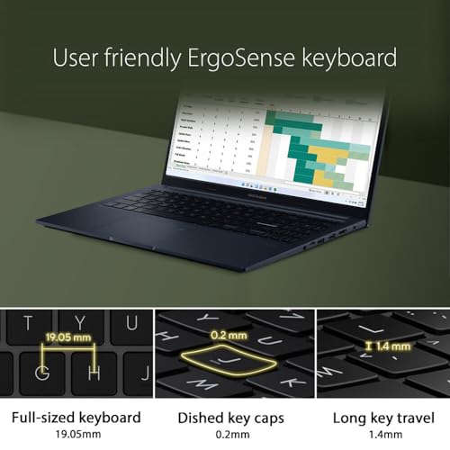 ASUS VivoBook 15 Business Laptop (15.6" FHD, Intel 12-Core i5-1240P, 16GB RAM, 512GB PCIe SSD) Narrow-Bezel, Numeric Keypad, Backlit KB, Fingerprint, Wi-Fi 6, Webcam, IST Hub, Win 11 Pro, Quiet Blue