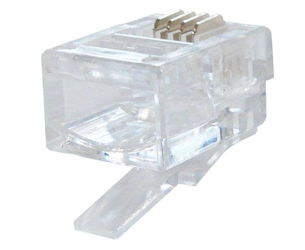RJ11 Modular Plug, 4 Conductor Phone Jack for Solid or Stranded Cable