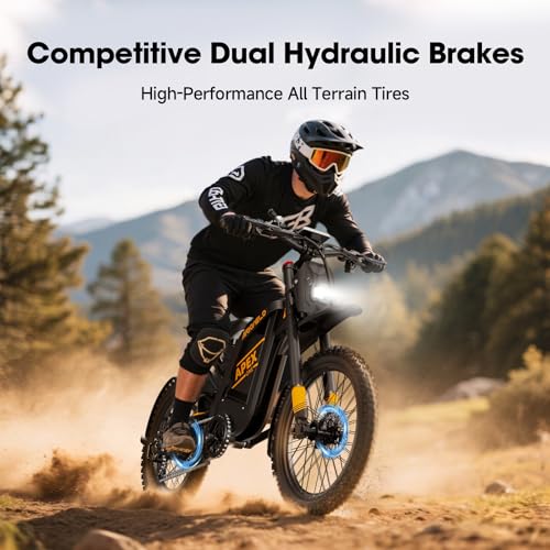Electric-Dirt-Bike for Adults with Peak-3000W Brushless Motor and 48V 30AH Battery Max 40MPH and 80Miles, Adult Electric-Mountain-E-Bike Motorcycle with Fat Tire for Snow, Sand and Commuting