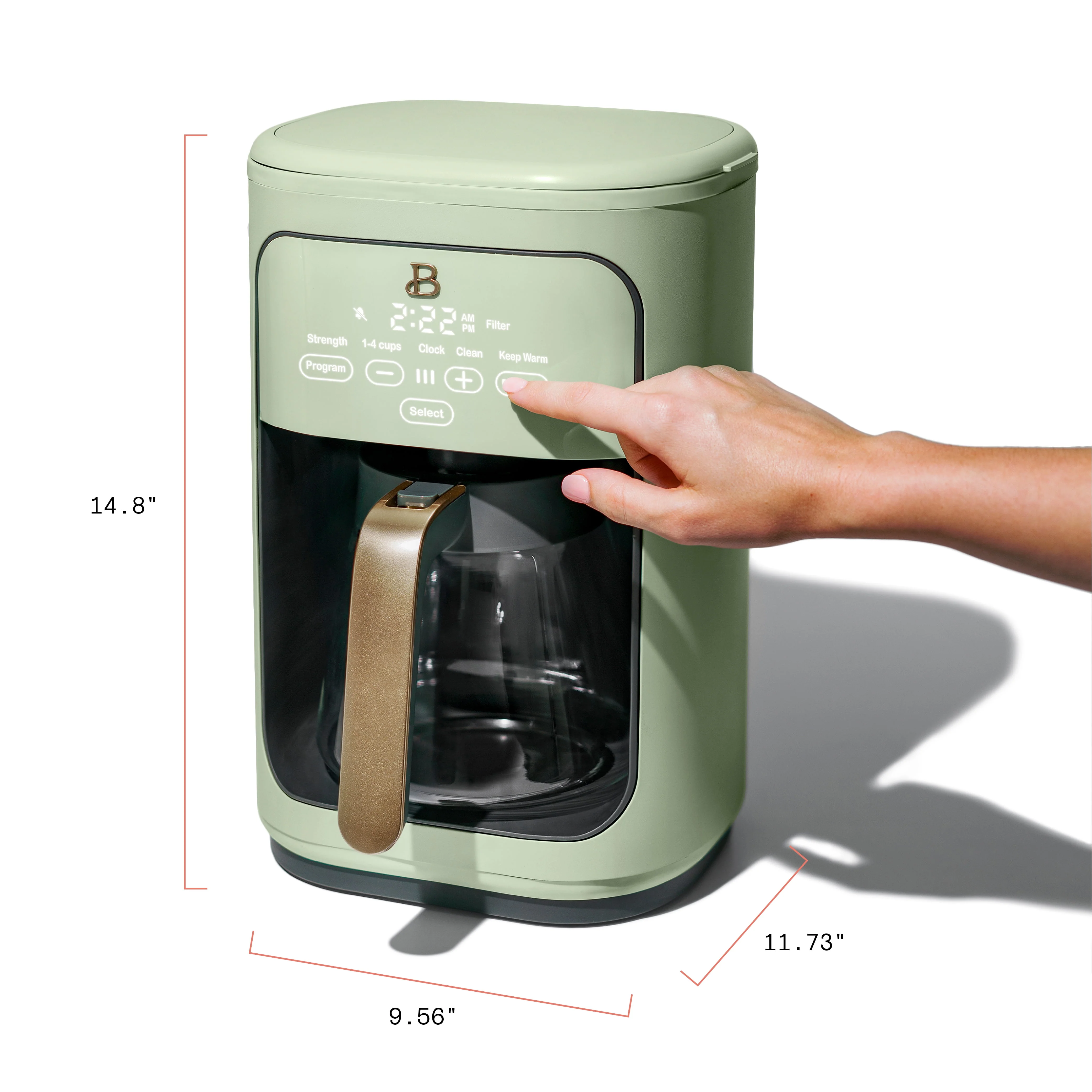 Beautiful 14-Cup Programmable Drip Coffee Maker with Touch-Activated Display, White Icing by Drew Barrymore