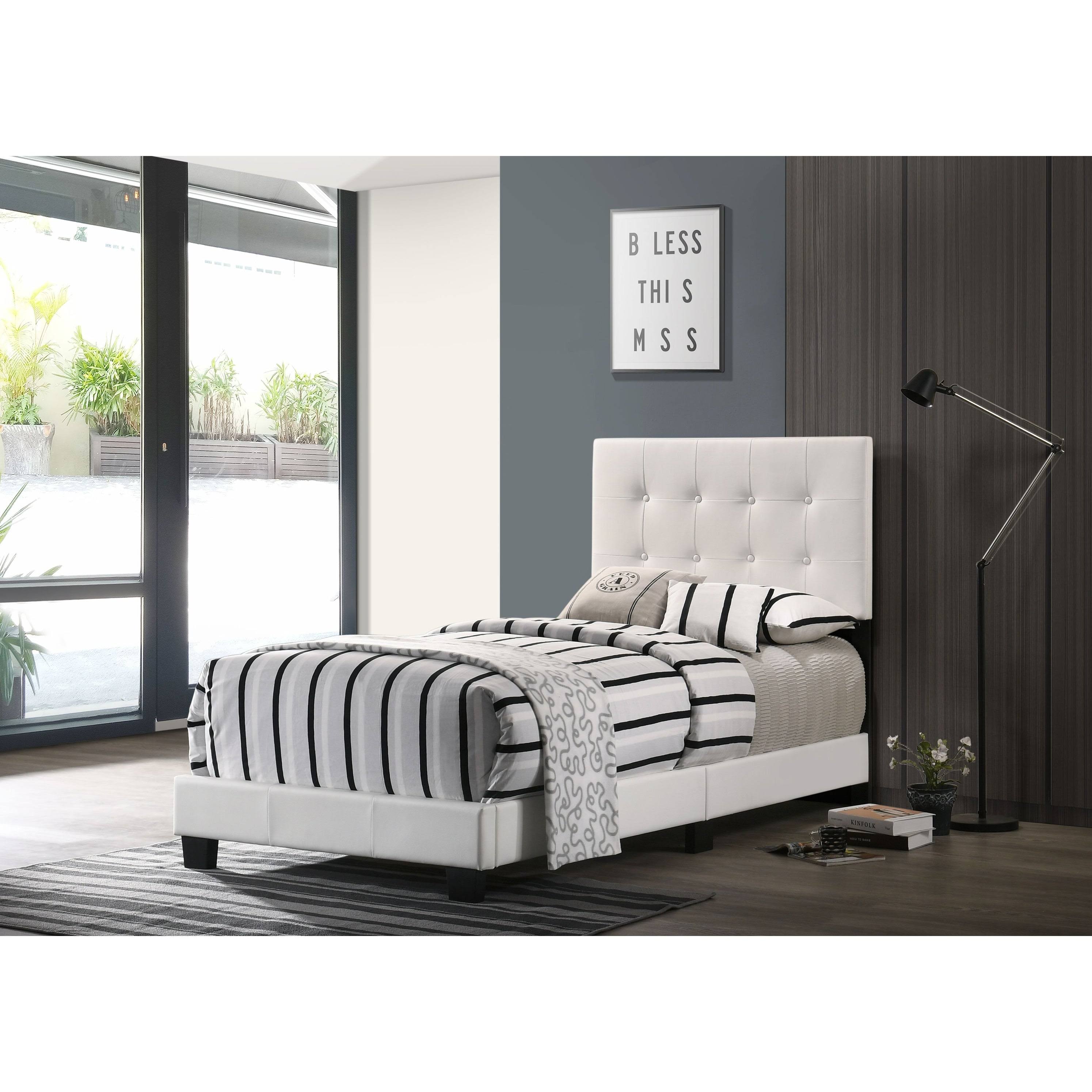 Glory Furniture Caldwell Faux Leather Panel Twin Bed in Black
