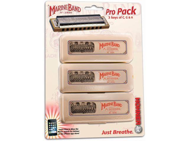 Hohner Marine Band 1896 Pro Harmonica - 3-Pack - Keys C, G and A
