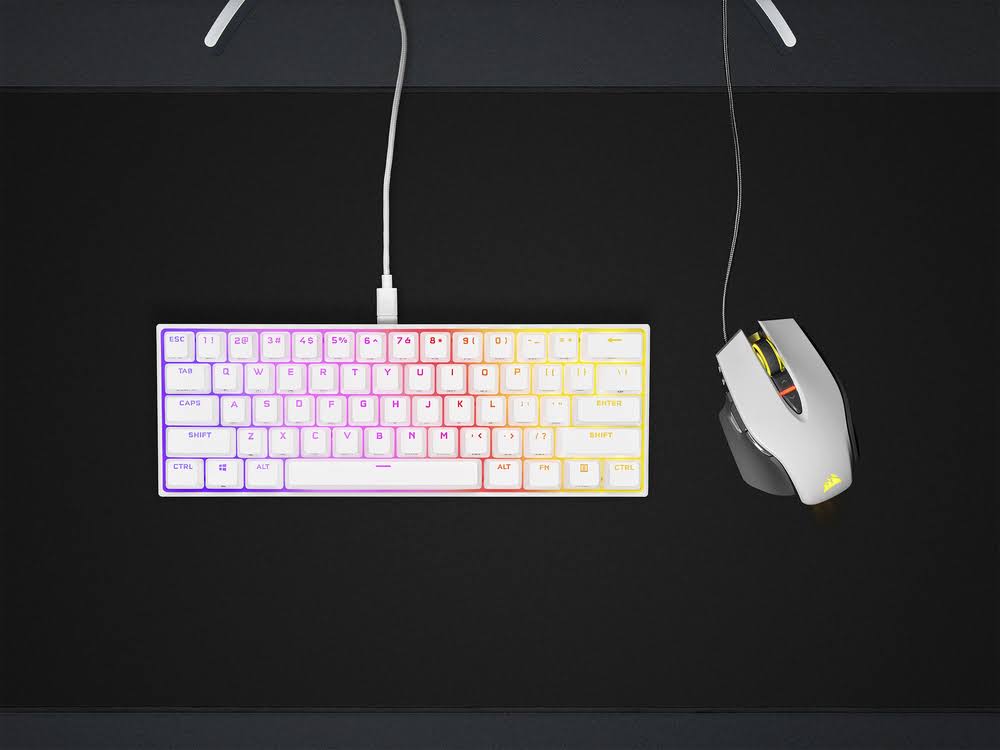 Corsair K65 RGB Mini 60% Mechanical Gaming Keyboard - Cherry MX Speed - White