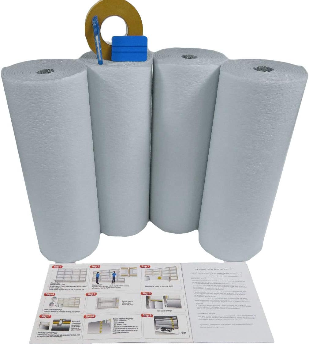 White Reflective Foam Core 2 Car Garage Door Insulation Kit 16FT x 8FT R Value 8.0 Made in USA New & Improved Heavy Duty Double Sided Tape (Also FITS 16X7) (One Pack)