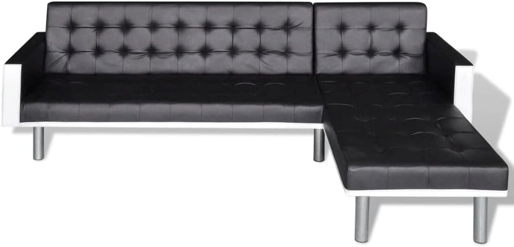 Break Room Essentials Casual Living Room Sofa Comfy Couch L Shaped Couch Convertible Sofa Bed Adjustable Sofa Recliner Reversible Sofa Bed L-Shaped Sofa Bed Artificial Leather Black and White
