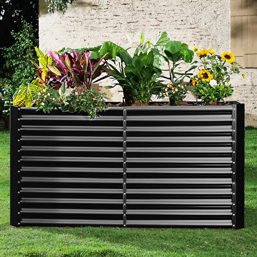 Land Guard 8x4x3ft Rectangular Galvanized Raised Garden Beds, 36" Tall Large-Capacity Metal Planter Box Outdoor, Durable Deep Raised Garden Bed, Raised Beds for Gardening Vegetables, Classic Silver
