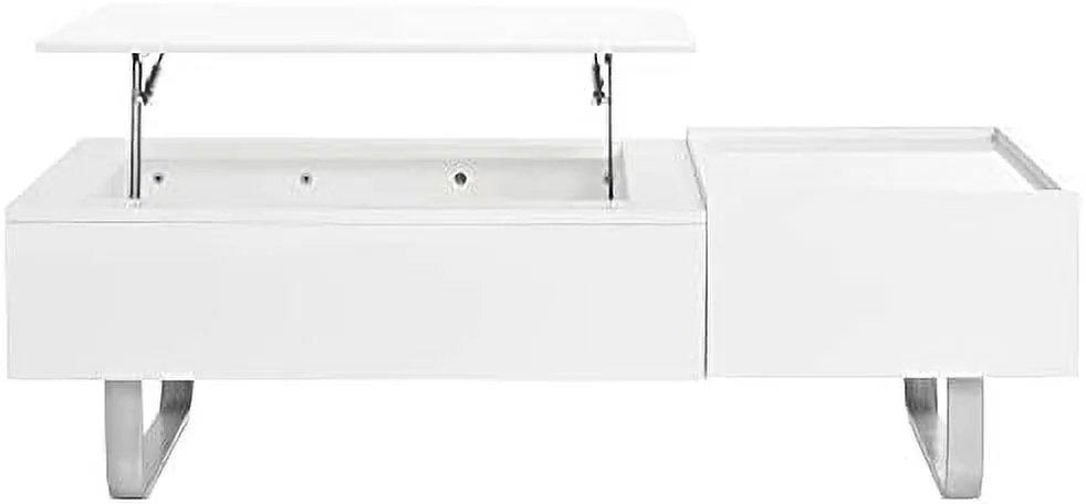 xrboomlife Coffee Table  Modern 45.3 Inch Lift Top Coffee Table with  and Hidden Compartment  Rectangle Cocktail Table with Drawer  UV High-Gloss Surface Center Table for Living Room  Whi