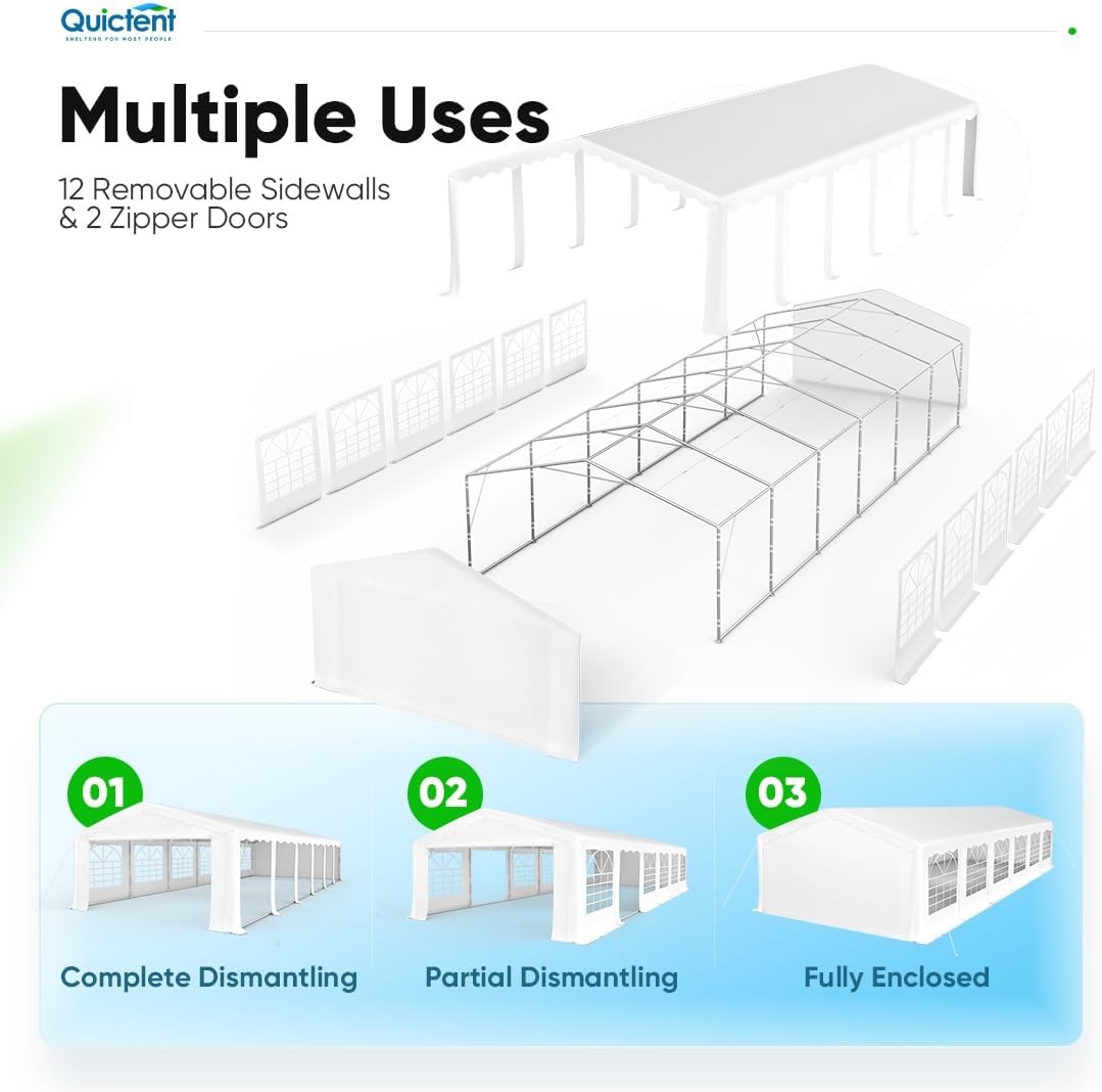 Quictent Premium 20x40 Party Tent Heavy Duty Outdoor Galvanized Gazebo Wedding Tent Carport Event Shelter Large Canopy Tent with Storage Bags(Ripple)