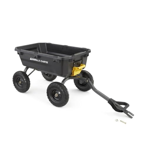 Gorilla Carts Heavy-Duty Dump Cart, Patented Quick-Release Dumping, Steel Frame, 600 lb Capacity, No-Flat 10-Inch Tires, Utility Wagon for Garden, Yard, Beach