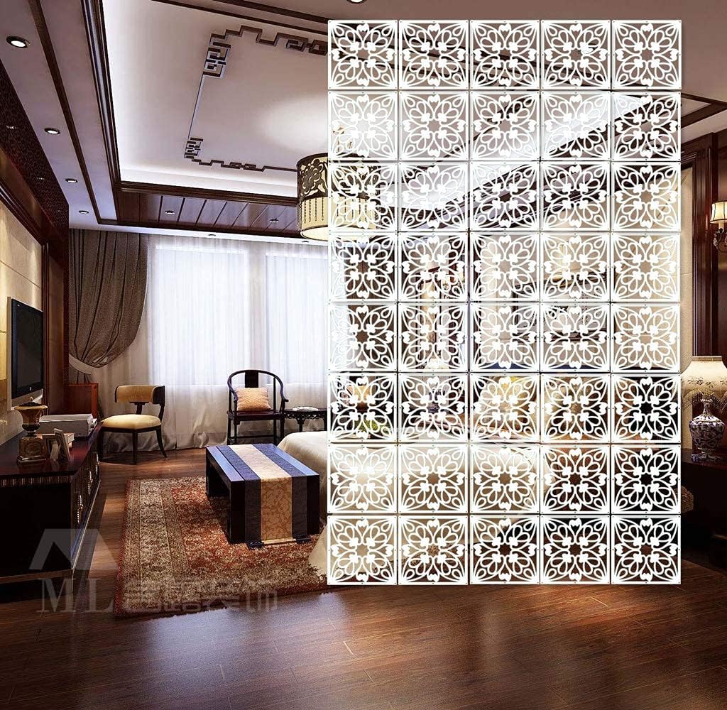 BMIDRUT 12Pcs/Set Hanging Room Divider White DIY Panel Screens Partition Wall Dividers Room Decorative with All Accessories 11.4x11.4 Inch (M3) Pack of 2