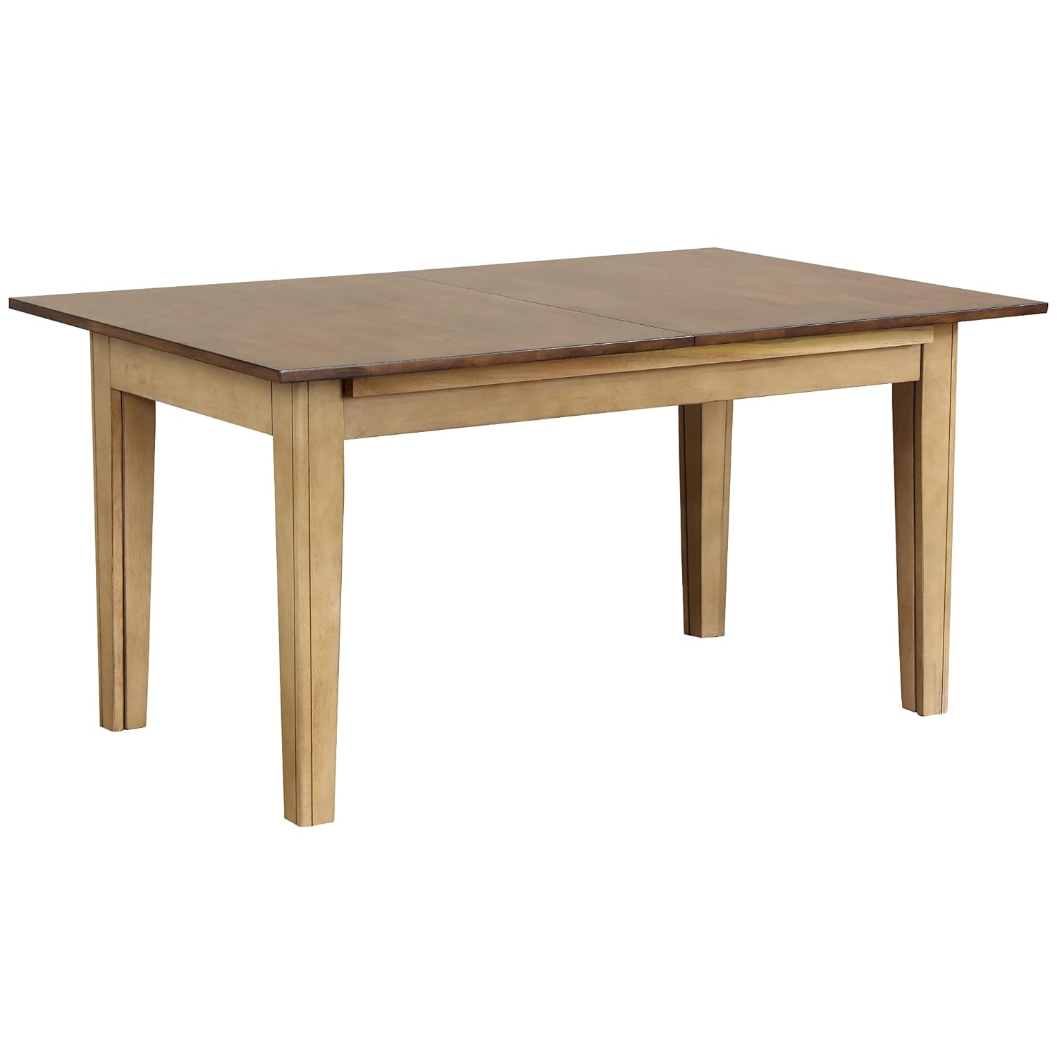 Sunset Trading Brook Dining Table, Distressed two tone light creamy wheat with warm pecan finish top