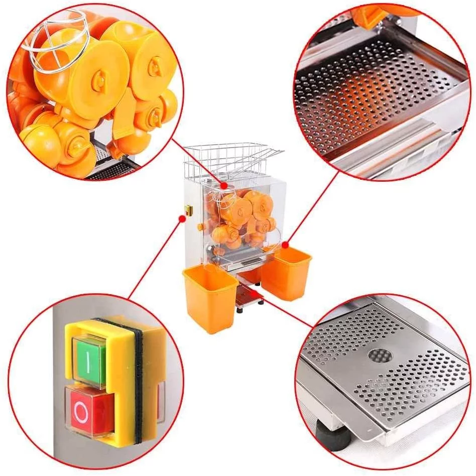 PreAsion 110V Commercial Orange Juice Machine Electric Orange Press Juicer Citrus Juice Squeezer with Plastic Basket with Scraper for Home Commercial Use