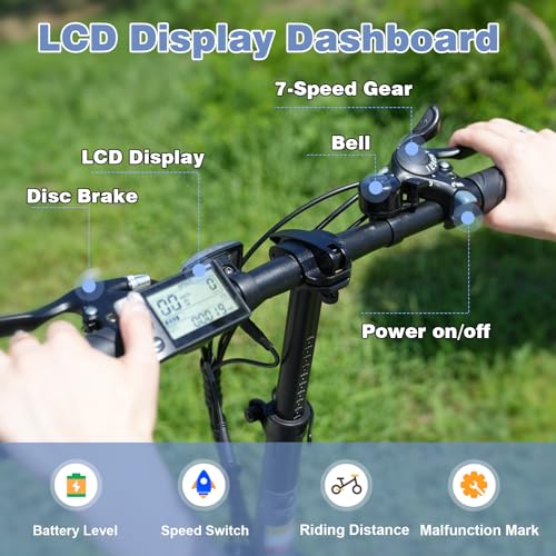 EVERCROSS EK6 Electric Bike 20" x 4.0 Fat Tire Foldable E Bike with 48V 15Ah Removable Battery, 750W Mountain Adult Electric Bicycle with 7 Gears, 55-100KM Long Mileage