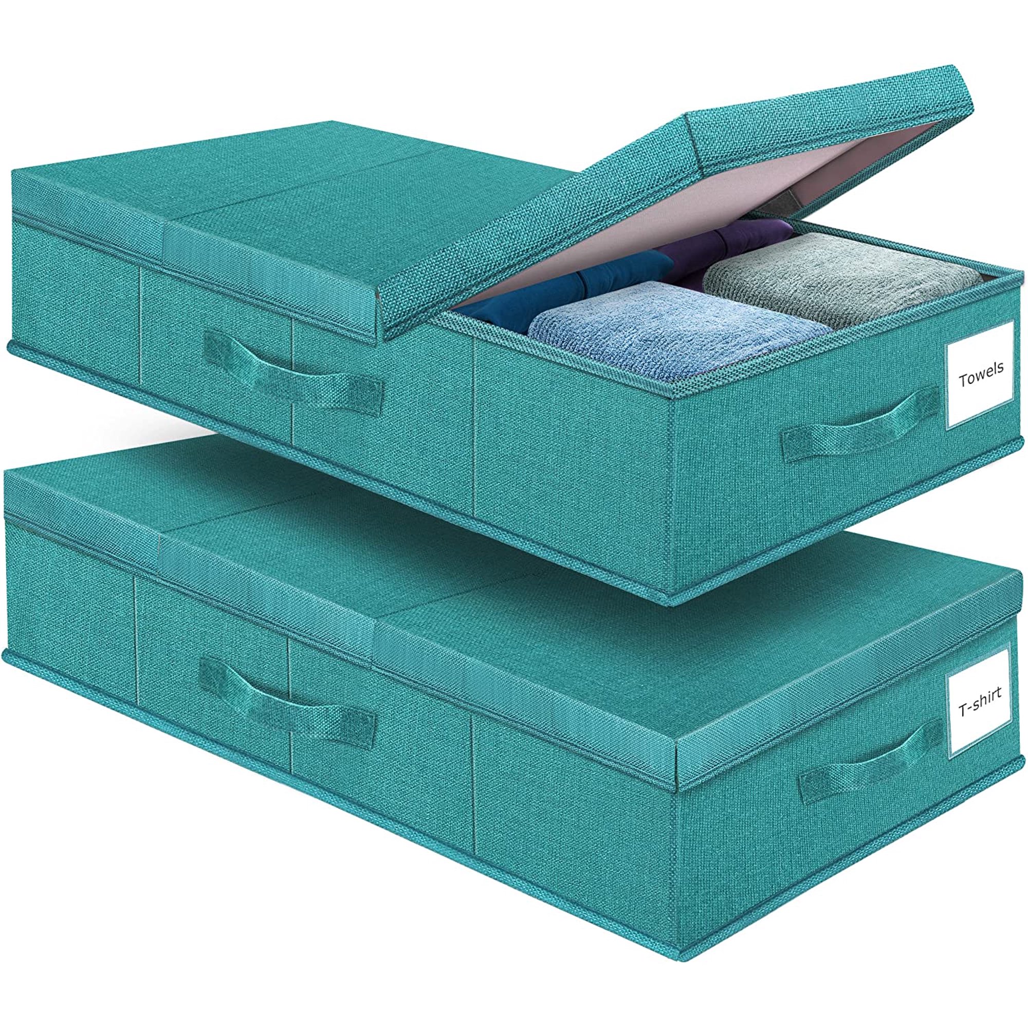 dxynlzq HCOCM   Underbed Storage Containers Bin with Lids (2pcs) Large Under Bed Storage Organizer Box with Handle  Foldable Under the Storage Bags for Organizing Clothes  Shoes  Blankets
