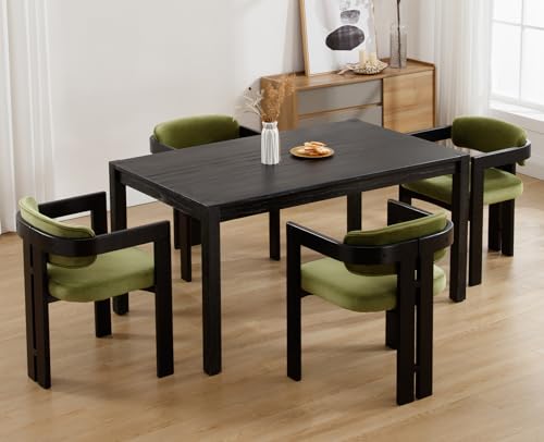 chairus Modern Dining Chairs Set of 4 PU Leather Dining Room Chairs Upholstered Cushion Walnut Wood Frame, Black