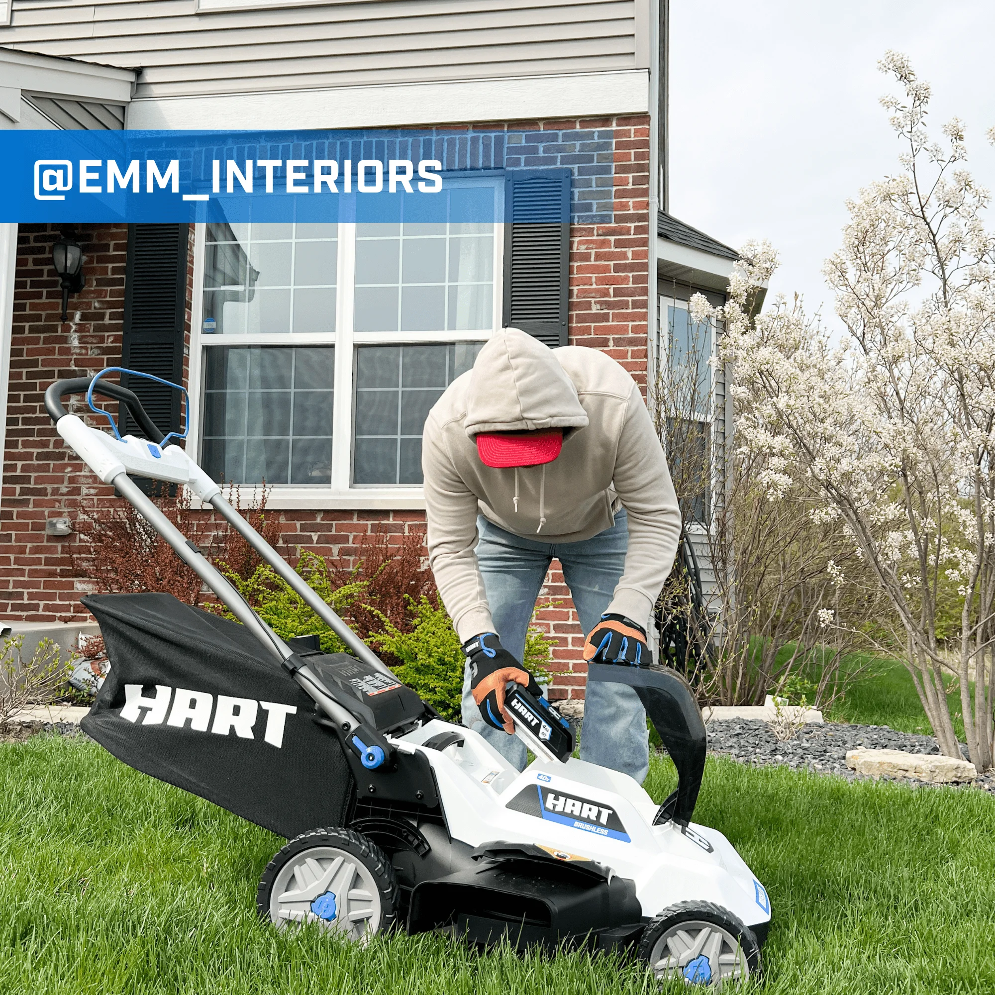 HART 40-Volt 20-inch Cordless Brushless Push Mower Kit, (1) 6.0Ah Lithium-Ion Battery